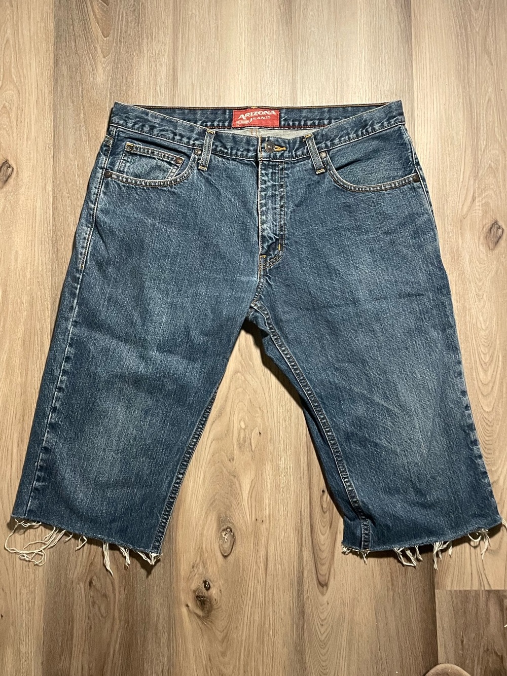 Arizona Jean Company Distressed Blue Denim Cut-Off Shorts
